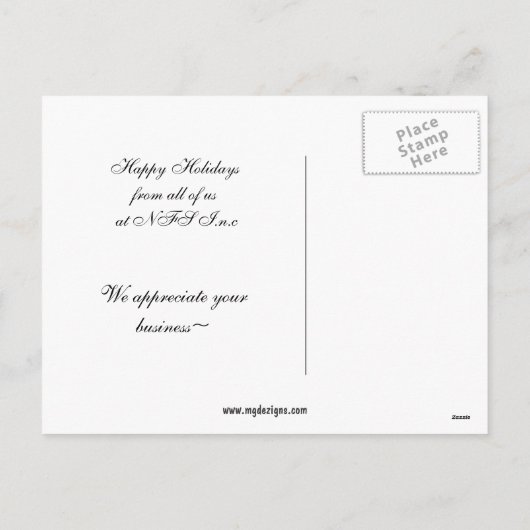 青いエレガントク企業のリスマス挨拶 シーズンポストカード (裏面)