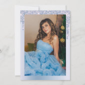 青いエレガントグリッターがsweet sixteenを乾燥 招待状 (裏面)