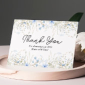 青いエレガントコーンフラワーワイルドフラワーベビーシャワー サンキューカード