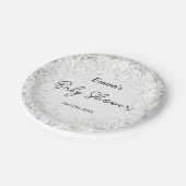 青いエレガントコーンフラワーワイルドフラワーベビーシャワー ペーパープレート (アングル)