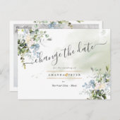 青いエレガントゴムの葉が日付を変更 ポストカード (正面/裏面)