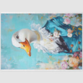 青いエレガントスーツのアヒルとバラのデコページ 薄葉紙 (正面)