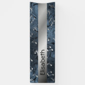 青いエレガントバナーのシルバー音楽ノート 横断幕 (縦)