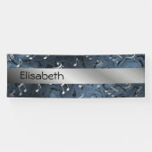 青いエレガントバナーのシルバー音楽ノート 横断幕 (横)