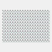 青いエレガントバラの花柄 ラッピングペーパーシート (正面3)