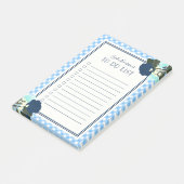 青いエレガントバラフローラGingham To Do List ポストイット (アングル)