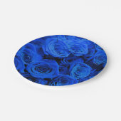 青いエレガントバラ青い花の青いフローラ ペーパープレート (アングル)