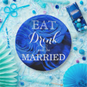 青いエレガントバラ青い花の青いフローラ ペーパープレート (パーティー)