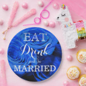 青いエレガントバラ青い花の青いフローラ ペーパープレート (パーティー)