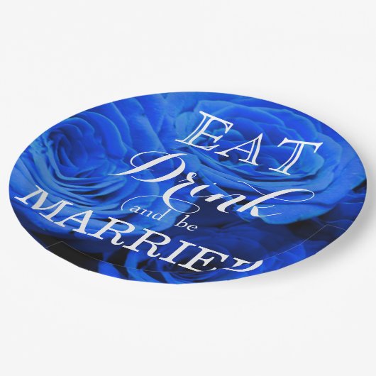 青いエレガントバラ青い花の青いフローラ ペーパープレート (アングル)