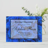 青いエレガントバラ青い花の青いフローラ 招待状 (スタンド正面)