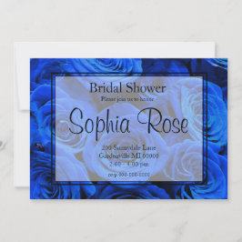 青いエレガントバラ青い花の青いフローラ 招待状