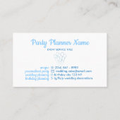 青いエレガントパーティープラン誕生日結婚のバルーン 名刺 (裏面)