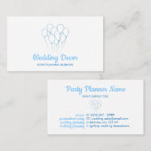 青いエレガントパーティープラン誕生日結婚のバルーン 名刺 (正面/裏面)