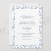 青いエレガントビクトリアンフローラが全て自分で結婚ある 招待状 (裏面)