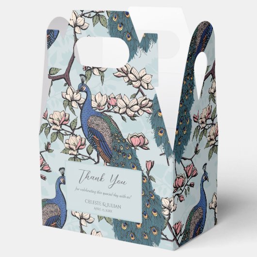 青いエレガントピーコックスと花ブルー フェイバーボックス (オープン)