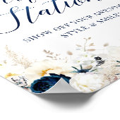 青いエレガントフローラブライダルシャワー写真のサイン ポスター (角)