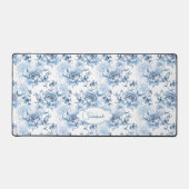 青いエレガントフローラ名/モノグラム デスクマット (正面)