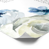 青いエレガントフローラ春の結婚式の座席表 ポスター (角)