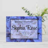 青いエレガントペリウィンクルフローラブライダルシャワー 招待状 (スタンド正面)