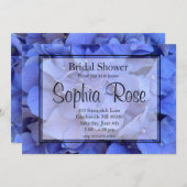 青いエレガントペリウィンクルフローラブライダルシャワー 招待状 (正面/裏面)