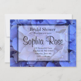 青いエレガントペリウィンクルフローラブライダルシャワー 招待状