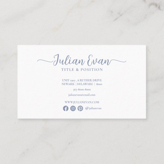 青いエレガントホログラフィックラッシュ技術者 名刺 (裏面)