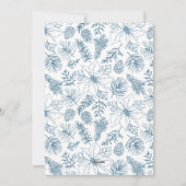 青いエレガントポインセチアと松の円錐写真 シーズンカード (裏面)