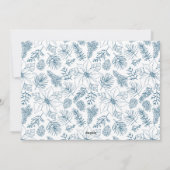 青いエレガントポインセチアと松の円錐写真 シーズンカード (裏面)