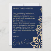 青いエレガントムスリムのモザイク結婚のサンキューカード サンキューカード (裏面)