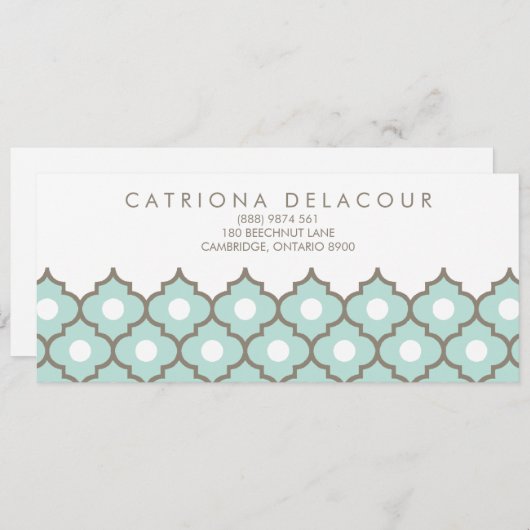 青いエレガントモロッコ様式のギフト証明書 (正面/裏面)