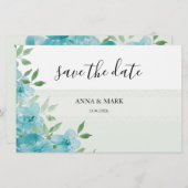 青いエレガントワイルドフラワーウォータカラーアート 便箋 (正面/裏面)