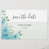 青いエレガントワイルドフラワーウォータカラーアート 便箋 (正面)