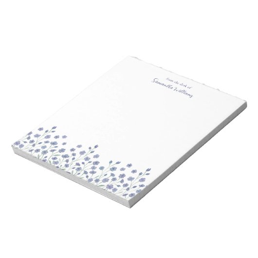 青いエレガントワイルドフラワーパーソナライズされたメモ帳 ノートパッド (回転)