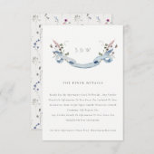 青いエレガントワイルドフラワーリボン結婚の詳細 エンクロージャーカード (正面/裏面)