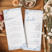 青いエレガント中華料理とドリンクのメニューカード