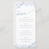 青いエレガント中華料理とドリンクのメニューカード (正面)