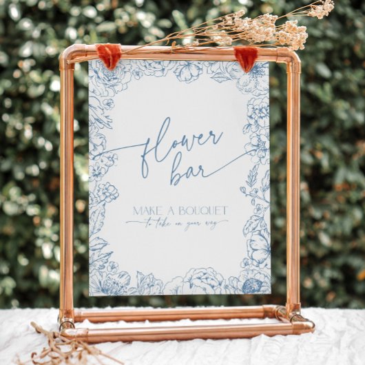 青いエレガント中華料理の花バーが花束を作る 台座サイン