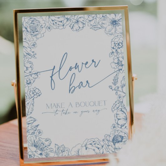 青いエレガント中華料理の花バーが花束を作る 台座サイン