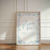 青いエレガント中華料理の花バーが花束を作る 台座サイン