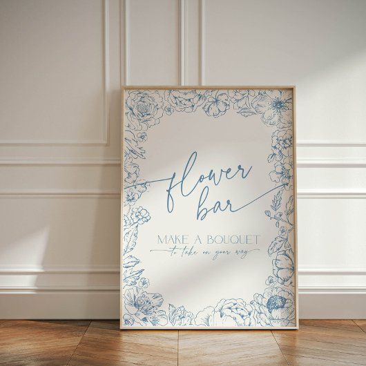 青いエレガント中華料理の花バーが花束を作る 台座サイン