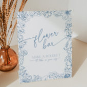 青いエレガント中華料理の花バーが花束を作る 台座サイン