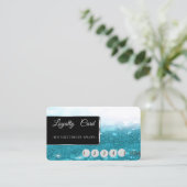 青いエレガント光モダン輝《写真》ぼけ味ロイヤリティカード ロイヤリティカード (スタンド正面)