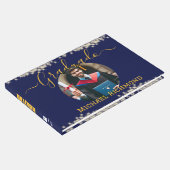 青いエレガント写真のスペインの卒業署名 ゲストブック (コーナー)