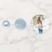 青いエレガント卒業式のカスタム写真 コンフェッティ (裏面)