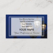 青いエレガント夜の古代のランタンライト 名刺 (裏面)