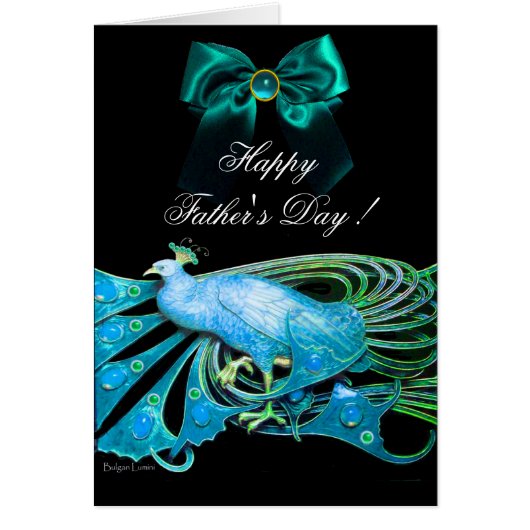 青いエレガント孔雀、宝石の石、弓の父の日 (正面)