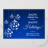 青いエレガント寄付者ボランティアのスタッフの感謝 箔シーズンカード (正面)