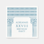 青いエレガント寺のあるギリシャの誕生日パーティー スタンダードカクテルナプキン (正面)