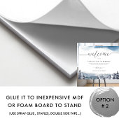 青いエレガント山々のプラグ抜き式サイン ポスター